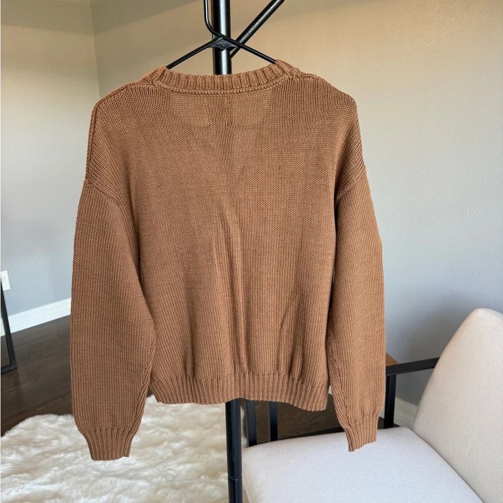 GAP NWT Linen and Cotton Blend Cardigan Sweater Women’s L in Warm Brown - Picture 2 of 7
